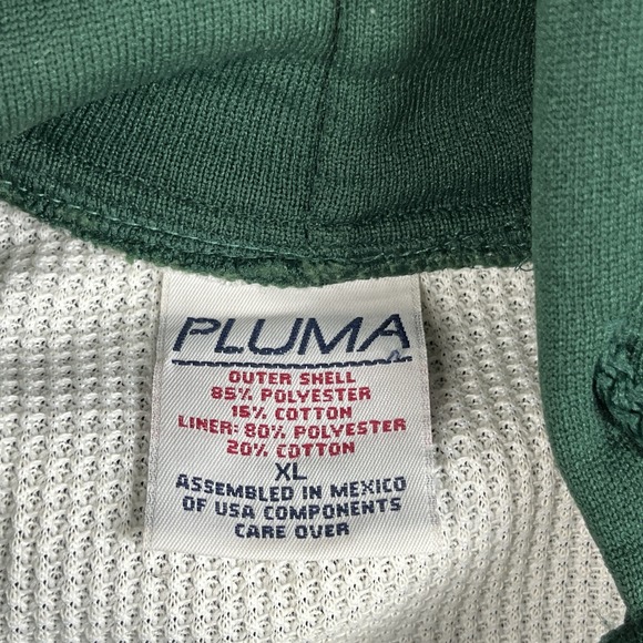 Vintage 90s Pluma Hoodie Mens XL Waffle Thermal Lined Full Zip Sweatshirt Green - Picture 4 of 8